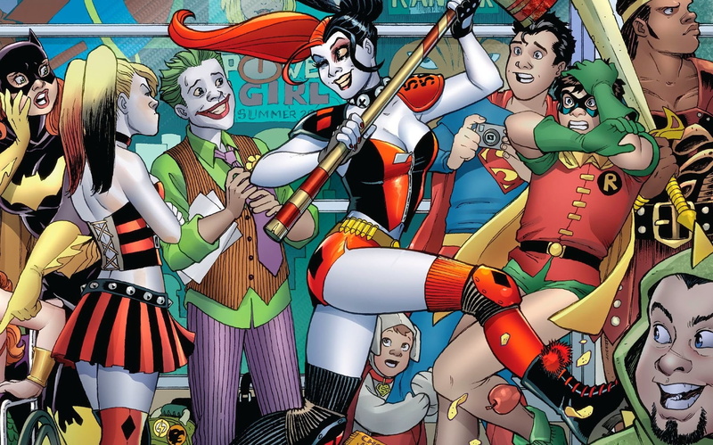 Boots, Bodysuit, Comics, Skirt, 1080P, Joker, Glove, Boy, Girl, Smile, Harley Quinn, Batgirl, Shorts, Twintails, Robin (DC Comics), Belt, Thigh Highs
