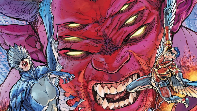 paint, backgrounds, art and craft, human representation, representation, mural, no people, pink color, Dove (DC Comics), indoors, Trigon, day, wall - building feature