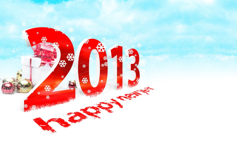 Happy, 2K, 2013, Gift, standing, Snow, New, Year