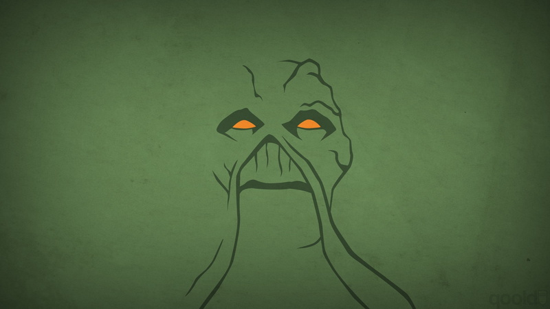 DC Comics, close-up, representation, silhouette, no people, anthropomorphic face, paper, art and craft, wall - building feature, Swamp Thing, Blo0p, humor