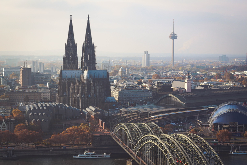 crowded, day, travel, office building exterior, germany, city, tower, tall - high, light, nature, bridge - man made structure, building exterior, modern