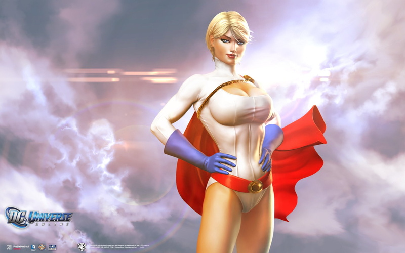 low angle view, 1080P, Power Girl, technology, beauty, DC Universe Online, representation, clothing, consumerism, communication, Video Game, blond hair