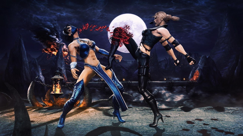 fight, females, kitana, action, blood, sonya, lanterns, vs, 1080P, video games, games, mortal kombat, battle, sonya blade