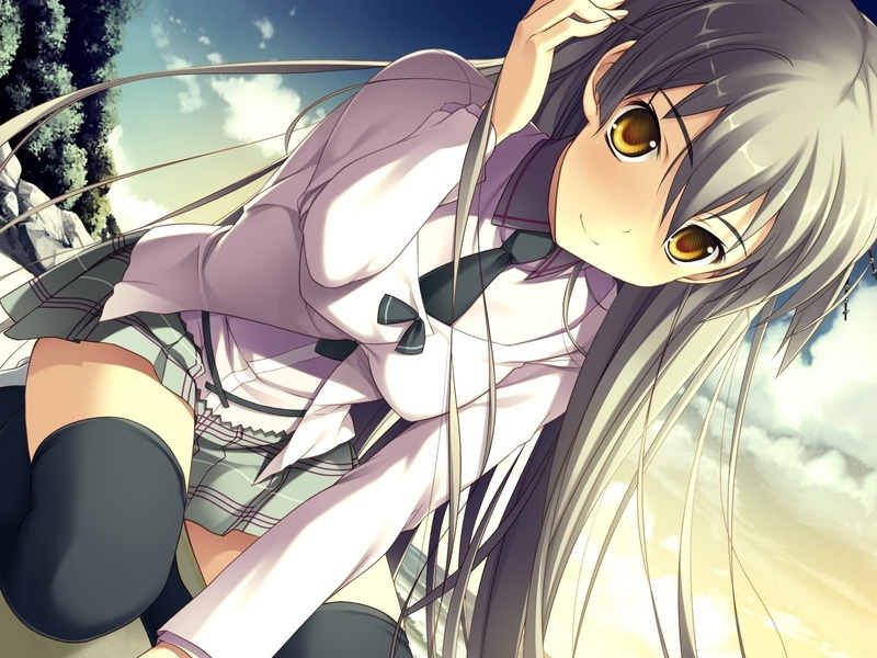 anime girls, anime, ID -Rebirth Session-, Katase Sakura, thigh-highs, school uniform, manga, 720P