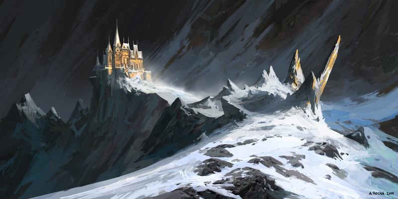 Andreas Rocha, landscape, 1080P, digital art, castle