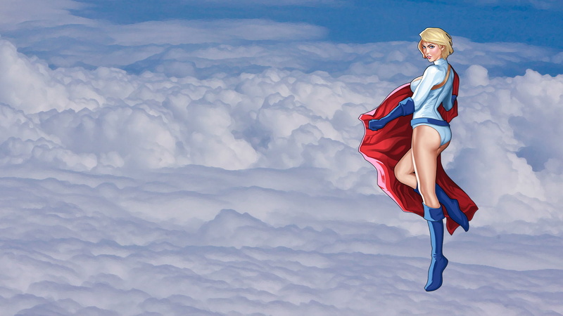 blond hair, clouds, nature, 1080P, comic, Kara Zor-L, mid-air, DC Comics, outdoors, hairstyle, sky, Karen Starr, women, beautiful woman, superhero, hair