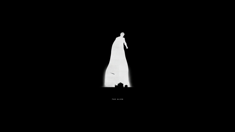 superman, 1080P, hd, cartoon/comic, black, dc, bw