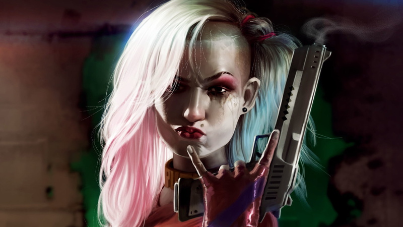 DC Comics, concept art, 3D, artwork, futuristic, science fiction, closeup, Harley Quinn, painting, 1080P, CGI, realistic, digital art, fan art, DC Universe