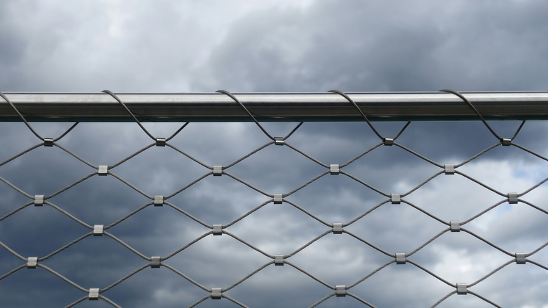 steel, cloud - sky, safety, protection, fence, architecture, outdoors, 5K, grey, nature, built structure, bridge railing, connection, lines, sky, metal