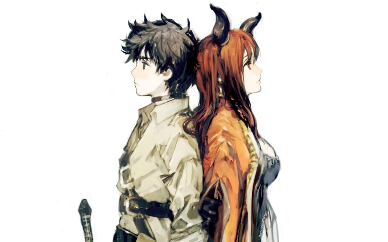 Yuusha, Maou (Maoyuu Maou Yuusha), horns, Maoyuu Maou Yuusha, anime girls, 2K