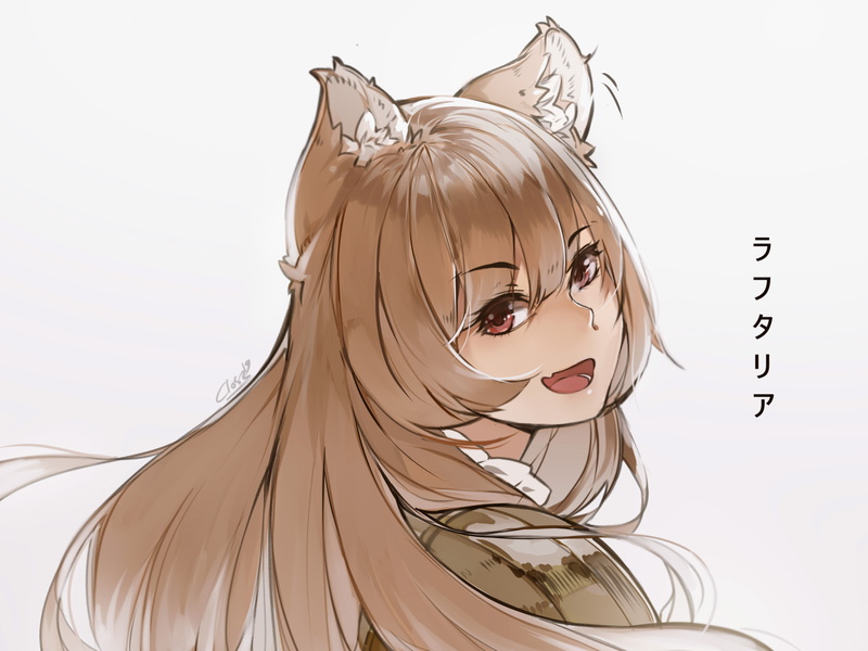 smiling, 2D, Raphtalia, anime girls, 4K, Tate no Yuusha no Nariagari, red eyes, animal ears, long hair