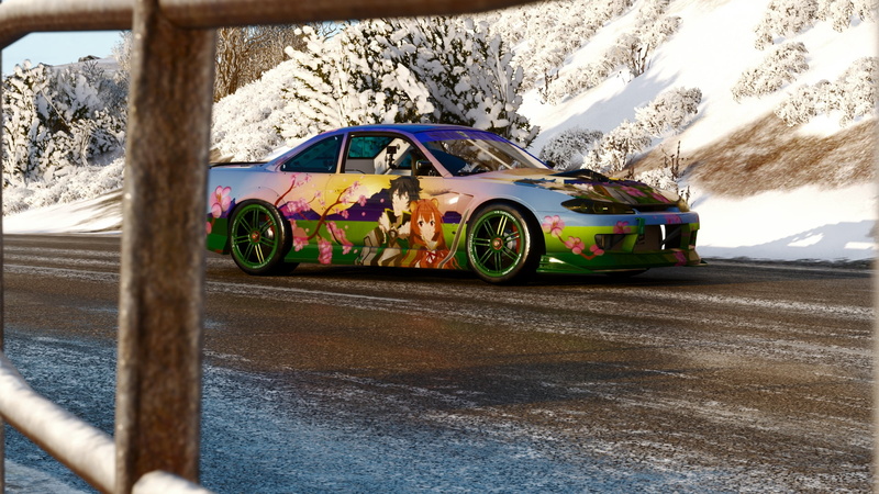 Japan, formular drift, Drifting, cherry blossom, Tate no Yuusha no Nariagari, anime, mountain pass, Forza Horizon 4, Forza, video game art, shield hero