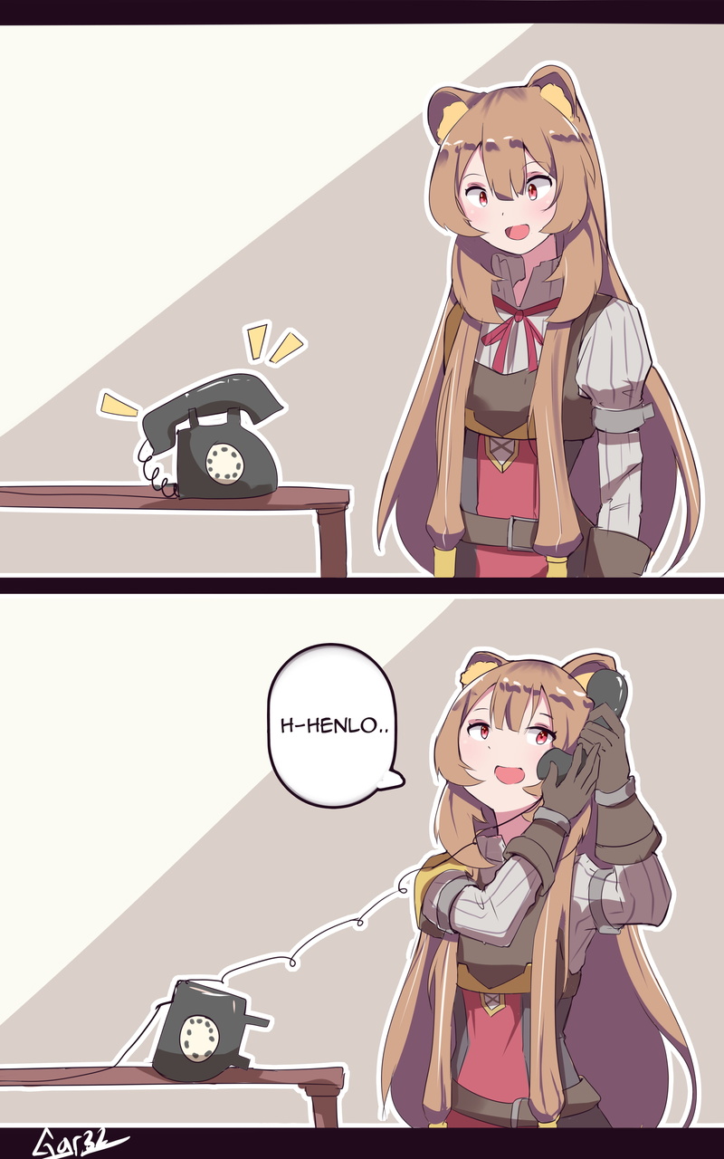 animal ears, telephone, brunette, anime girls, Tate no Yuusha no Nariagari, long hair, 4K, Raphtalia