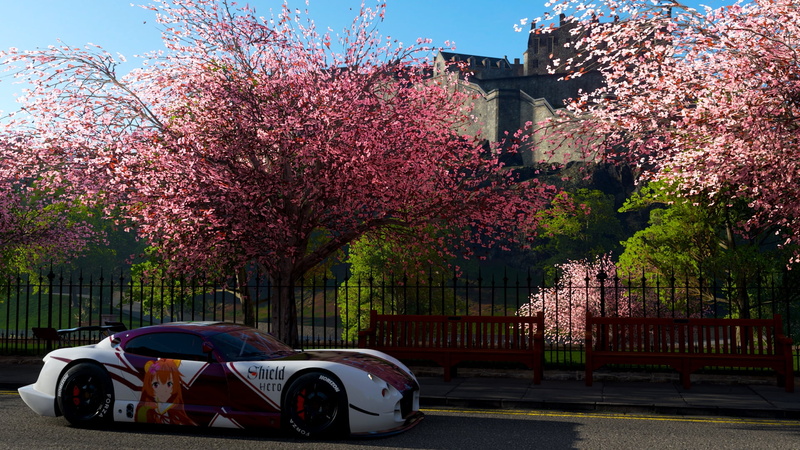 Tate no Yuusha no Nariagari, Forza Horizon 4, anime, Forza, cherry blossom, shield hero, 1080P, castle, video game art, Japan