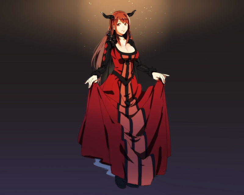Maou (Maoyuu Maou Yuusha), cleavage, anime girls, Maoyuu Maou Yuusha, horns, 1080P