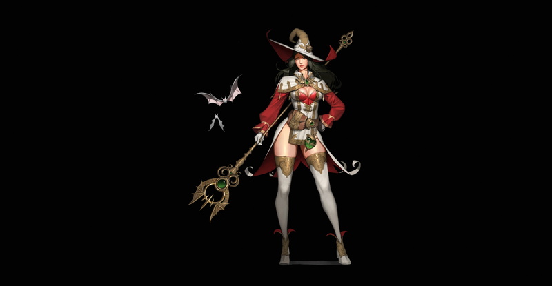 Bat, Brush Dog, Sexy, Witch, Figure, Staff, Art, Fantasy, Style, Costume, Girl, Hat, Minimalism, 5K