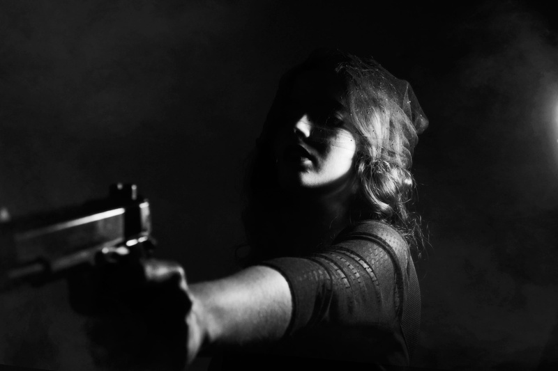 criminal, threaten, photo, waist up, dark, blackmailing, hair, handgun, long hair, crime, woman, depression - sadness, adult, young women, headshot, intimidate