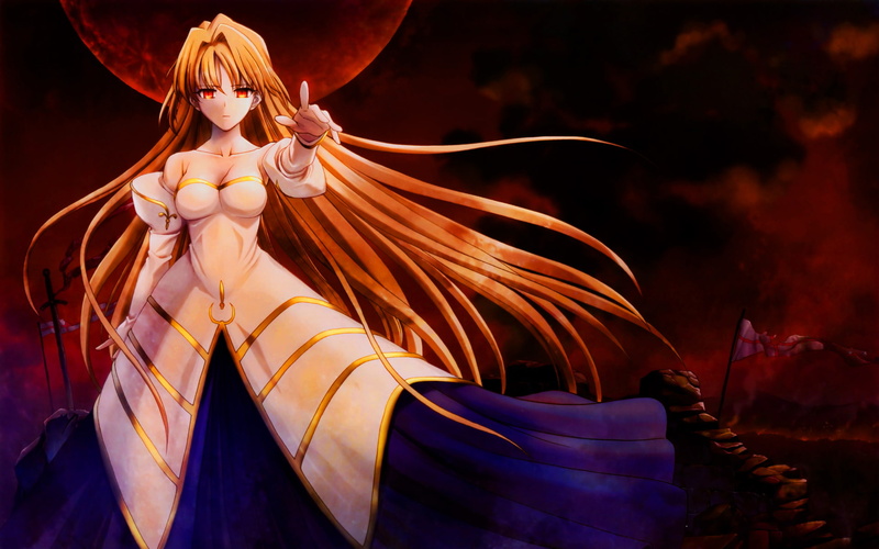 tsukihime, sasaki, 1080P, brunestud, arcueid, eyes, shingetsutan, dress, long, hair, blonde, archetype, moon, red, earth, shounen