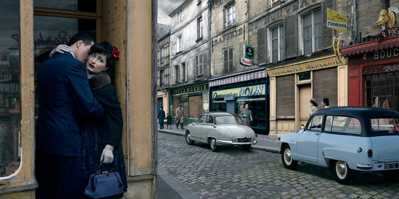 men, Paris, city, car, 2K, women, vintage