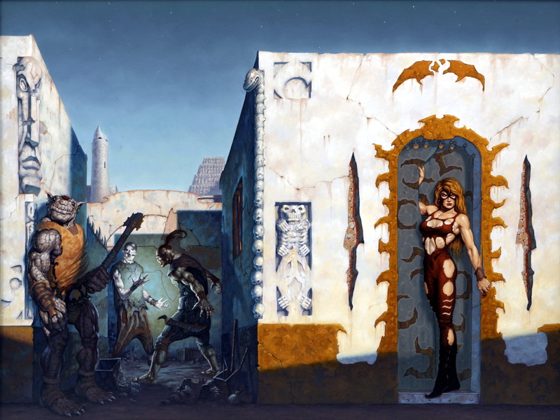 2K, street, torn clothes, Amber The Enchantress, Gerald Brom, Dark Sun