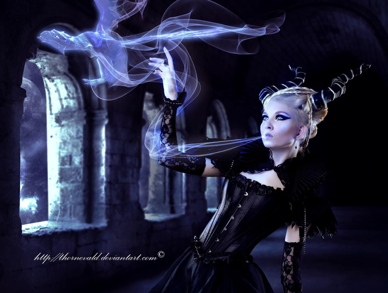 smoke, dark, black, female, game, gothic, fantasy, video, girl, 1080P, 3d and abstract, enchantress, horns, character
