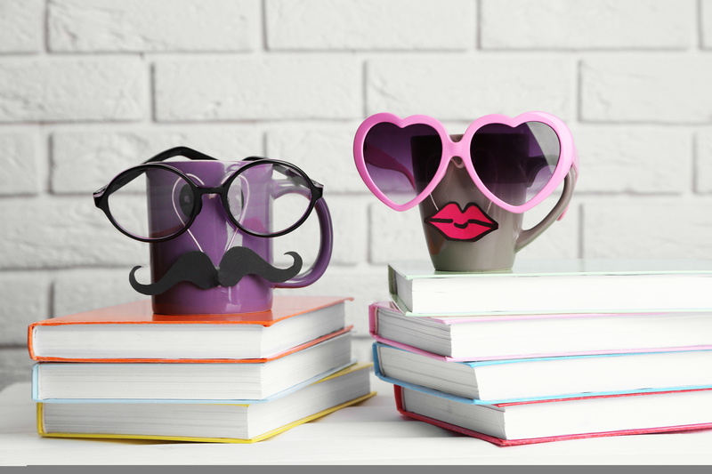 coffee, funny, mustache, books, mug, glasses, 5K, cup, lips, cute