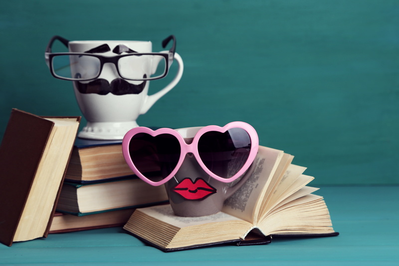 cup, mustache, cute, mug, coffee, glasses, books, 5K, funny, lips