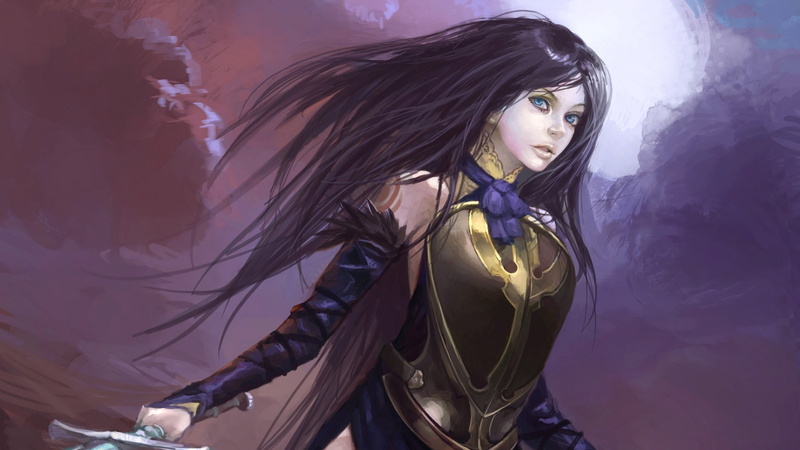 video games, lifestyles, looking at camera, young women, hair, leisure activity, adult, long hair, portrait, real people, fantasy art, purple, front view