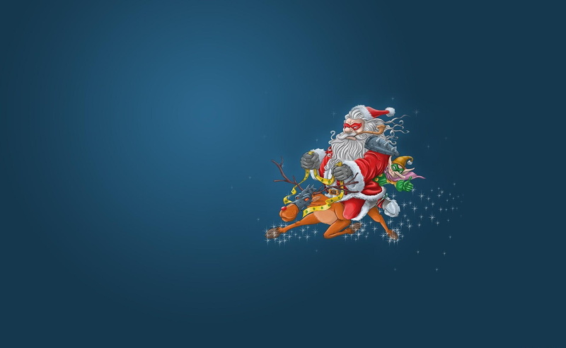 reindeer, elf, brown, face, masks, christmas, santa, illustration, flying, villains, claus, santa claus, red, 1080P