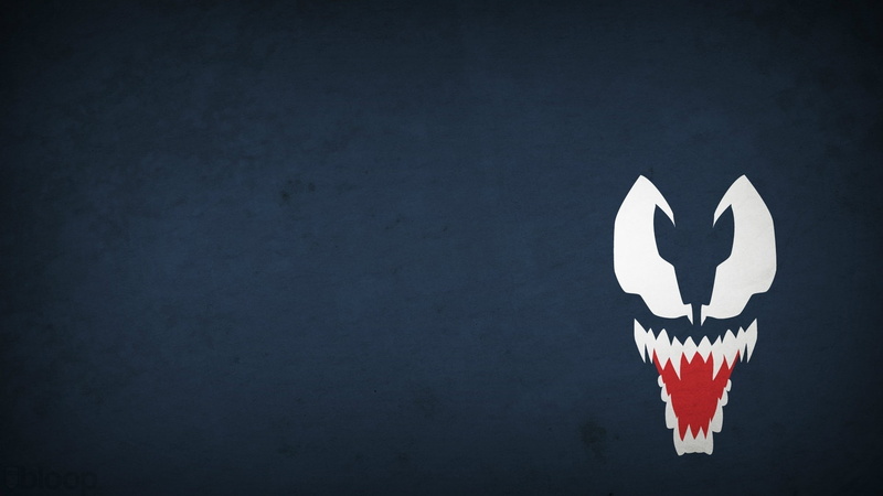 Marvel Comics, minimalism, Venom, cartoon, 1080P, blue, Blo0p, artwork, villains