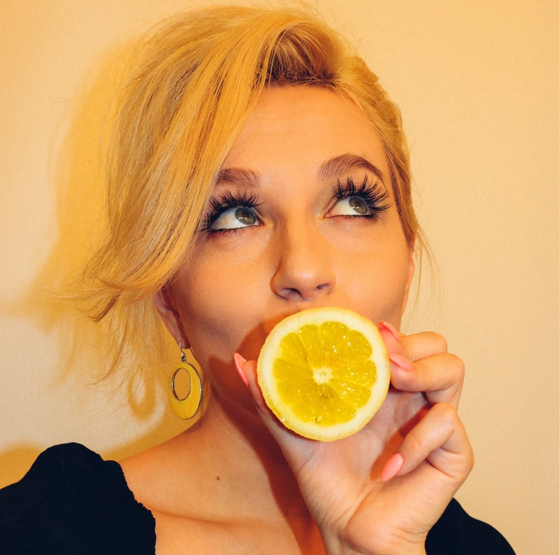 curious, blond hair, wellbeing, beautiful hair, model, orange, woman hair, studio shot, skin, attractive, people, caucasian, women, fashion, food, 2K