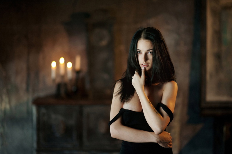 Brunette, Bokeh, Green Eyes, 1080P, Alla Berger, Woman, Models, Model