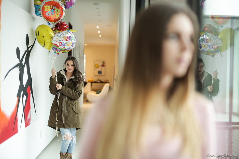 two women, 1080P, Stella Cox, green jacket, model, Gia Paige, torn jeans, women, jacket