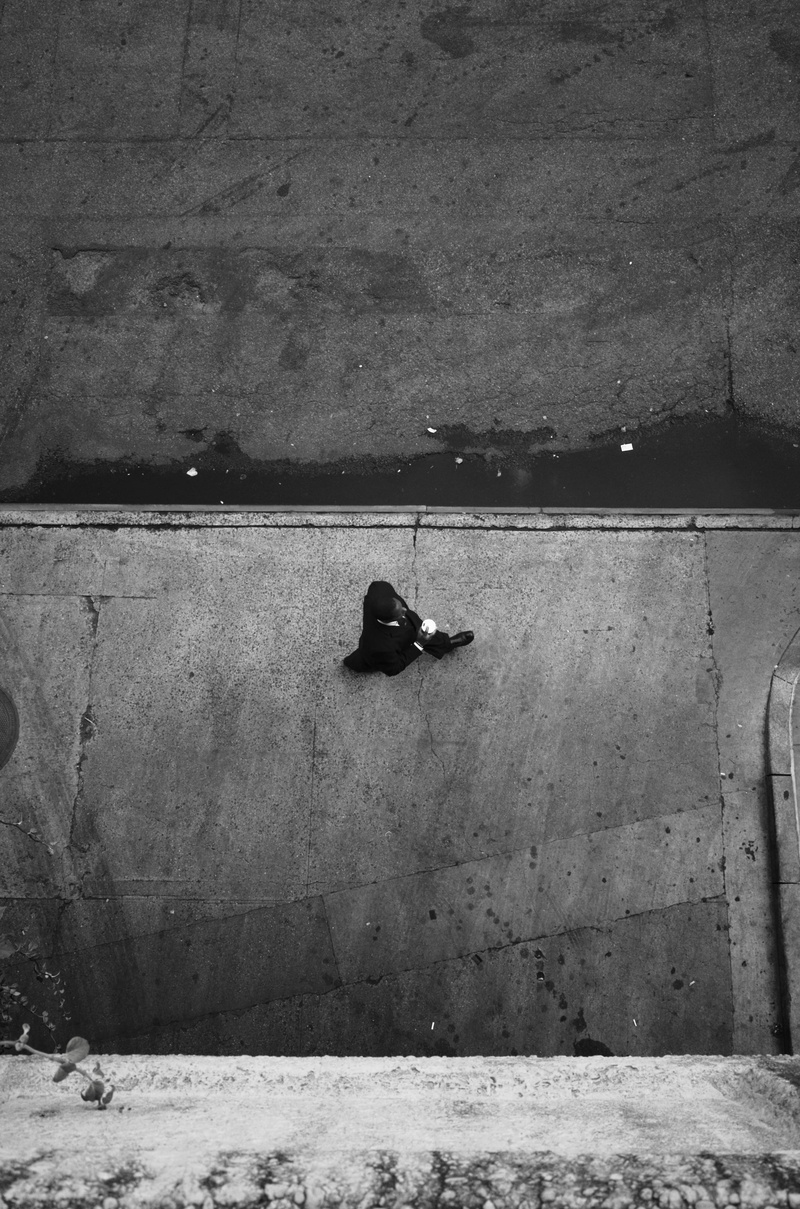 one Person, outdoors, aerial view, street walk, go pro, pavement, mal from above, road, people, man, photo, indoors, walking, street, curb, urban Scene