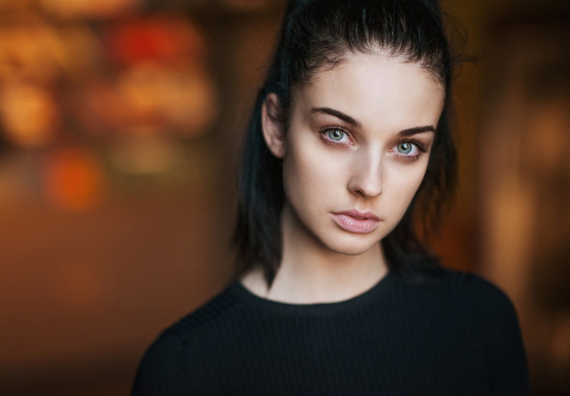 looking at camera, hair, serious, black hair, body part, beautiful woman, Alla Berger, hairstyle, one person, fashion, human face, face, indoors, front view