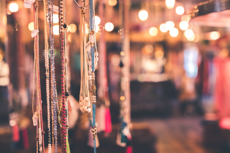 assorted, night, sale, street market, close-up, retail, shopping, for sale, consumerism, focus on foreground, retail display, color, beads, choice, selective focus