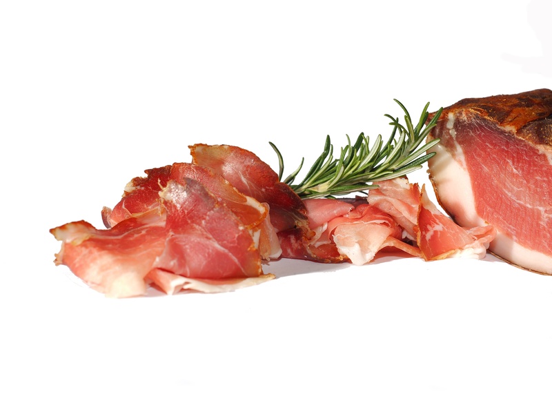 eat, nutrition, dinner, raw Food, ham, cut out, slice, enjoy, fillet, close-up, substantial, rosemary, bacon, white background, grass, beef, copy space