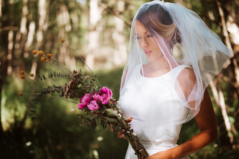 the bride, flowers, bouquet, wedding, veil, bokeh, Olya Alessandra, Andreas-Joachim Lins, 1080P