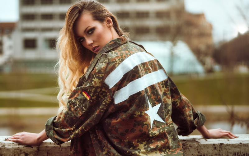 women outdoors, urban, 2K, Andreas-Joachim Lins, blonde, looking at viewer, long hair, women