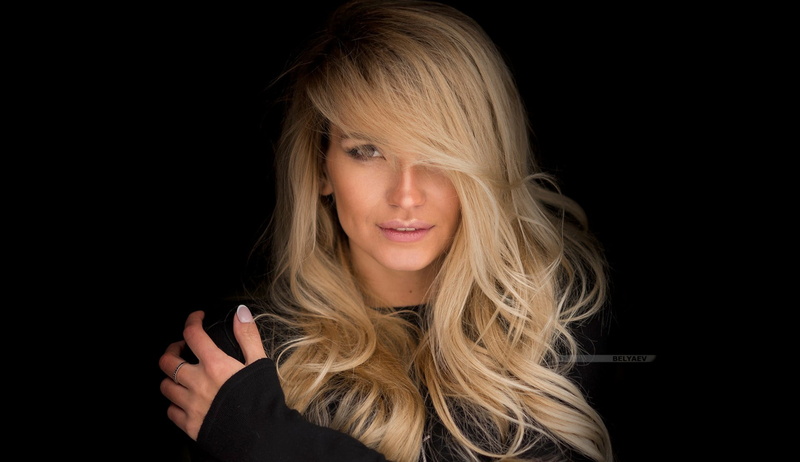 black background, women, Dmitry Belyaev, 1080P, face, blonde