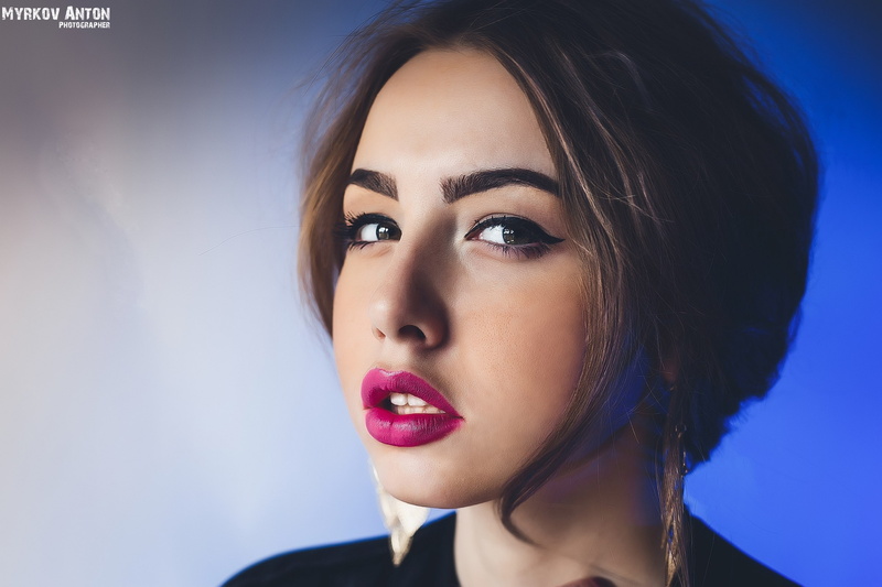 sensual gaze, 2K, women, simple background, portrait, model, face, anton myrkov