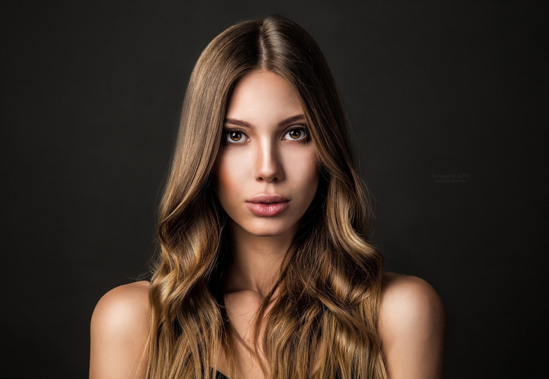 hair, beauty, black background, one person, body part, face, fashion, 1080P, human hair, Grigoriy Lifin, brown hair, front view, human face, young adult