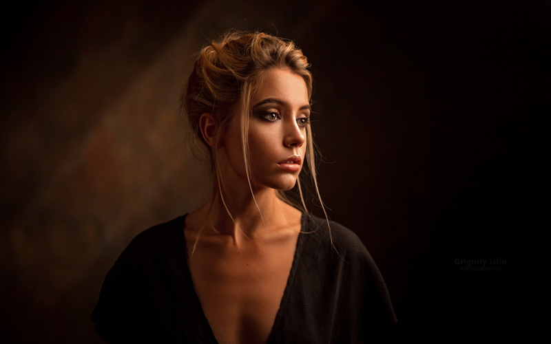 1080P, Grigoriy Lifin, blonde, looking away, women, Ksenia Kokoreva, portrait