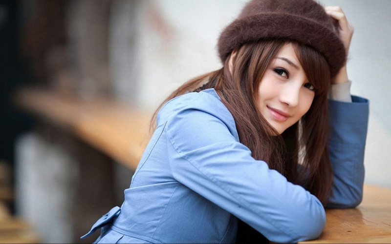 young adult, portrait, brunette, smiling, hairstyle, looking at viewer, contemplation, young women, trench coat, adolescence, sadness, looking, Asian, emotion
