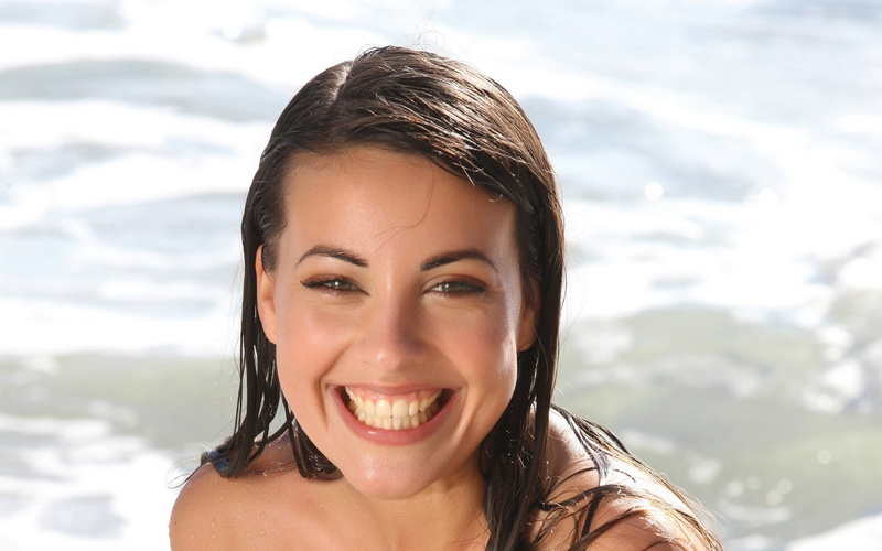 faces, eyes, green, wet, lorena, garcia, women, brunettes, 1080P, smiling