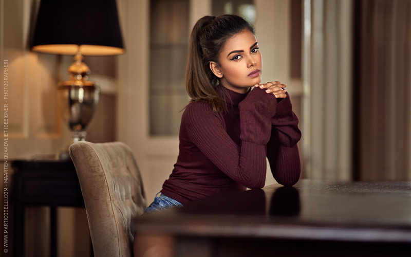 beautiful people, Maarten Quaadvliet, young women, face, table, beauty, tanned, beautiful woman, 1080P, drinking, indoors, one person, lamp, ponytail