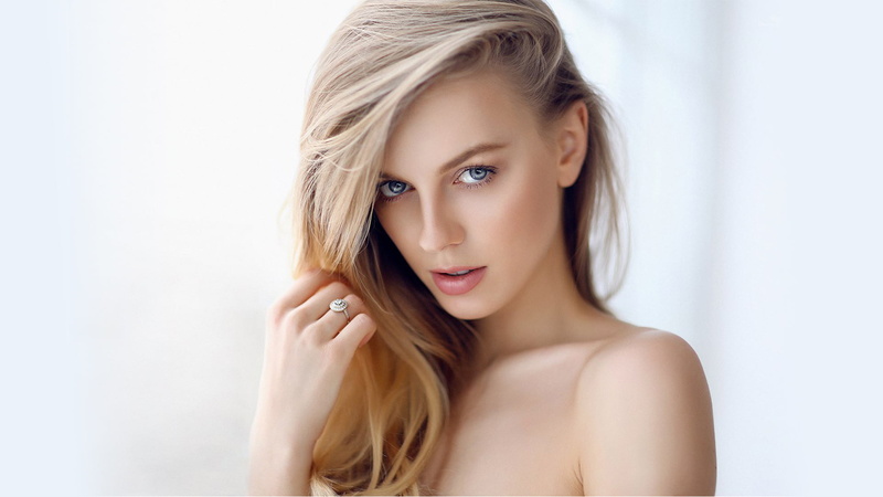 young women, body part, strapless dress, Alena Filinkova, young adult, hazel eyes, one person, hair, Dmitry Arhar, beautiful woman, sensual gaze, blonde
