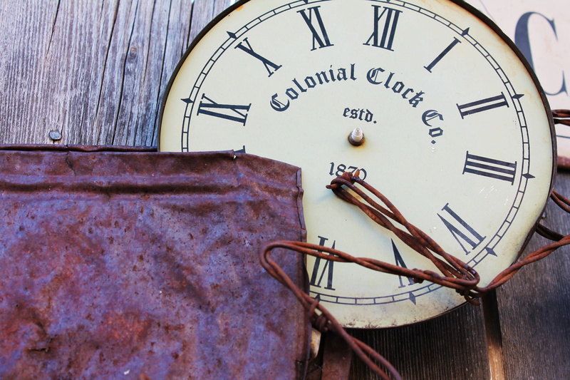 rust, antique, outdoor, clock, number, hour, day, retro, co, round, clock face, built structure, time, no people, minute, time clock, wooden wall, wall