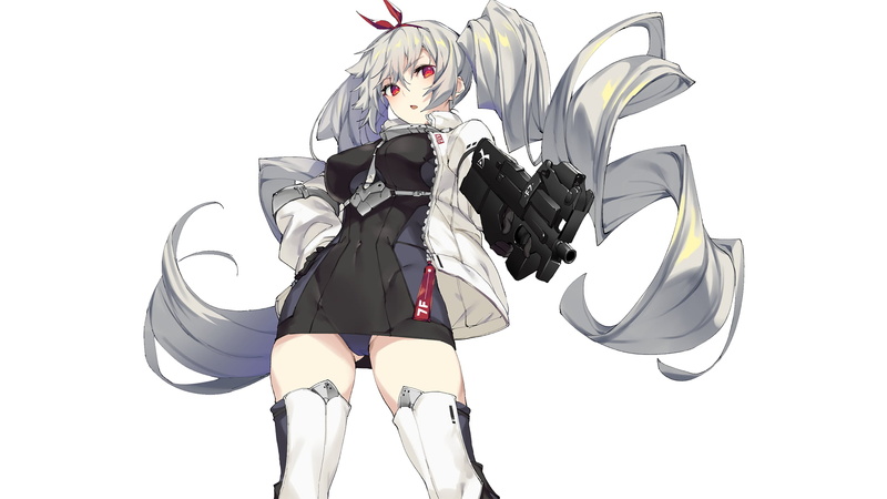 1080P, white hair, weapon, cameltoe, long hair, boots