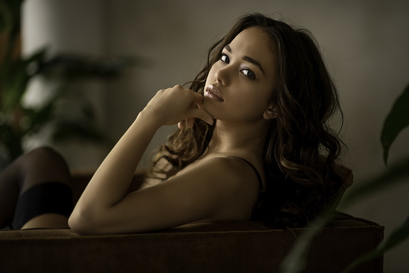 eyeliner, portrait, brunette, Chris Bos, women, Kit Rysha, model, 1080P